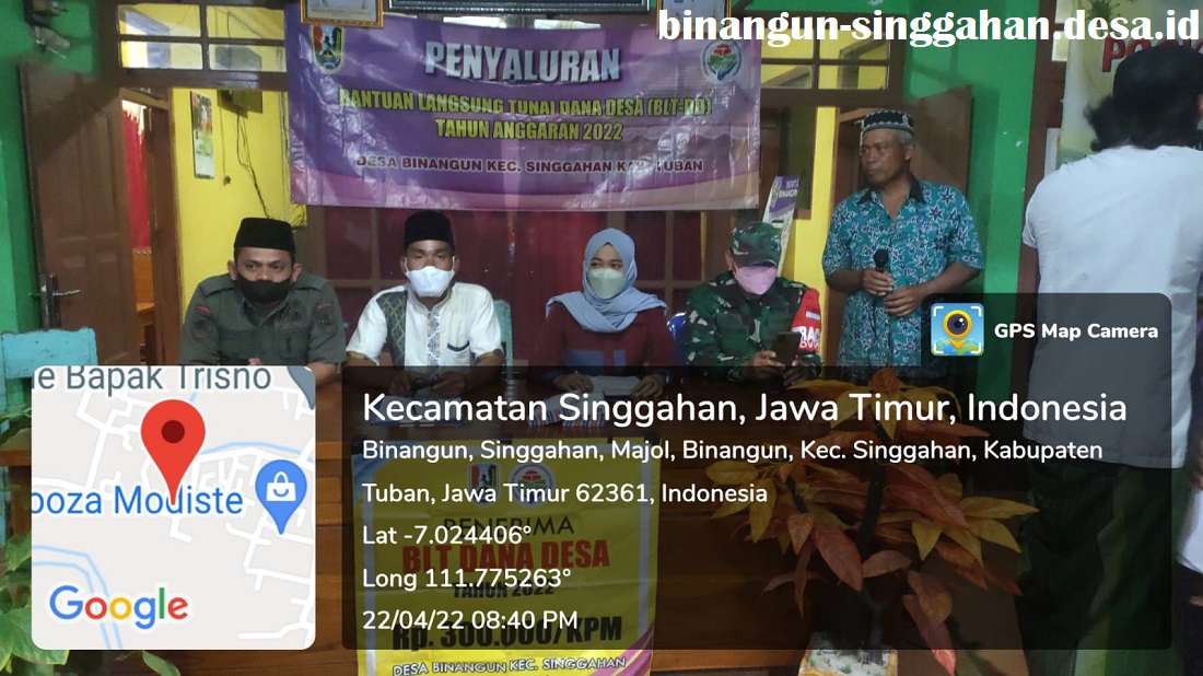 Penyaluran BLT DD Bulan April Tahun Anggaran 2022 Desa Binangun Kecamatan Singgahan Kabupaten Tuban